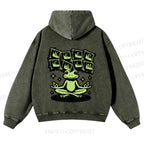 Casual Keep Clam Frog Washed Hoodie