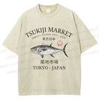 Unisex Tsukiji Fish Market Printed Washed Tee
