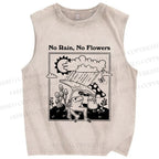 Unisex Funny Weather Frog Printed Washed Tank Top
