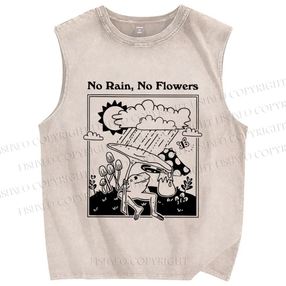 Unisex Funny Weather Frog Printed Washed Tank Top