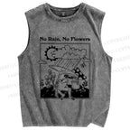 Unisex Funny Weather Frog Printed Washed Tank Top