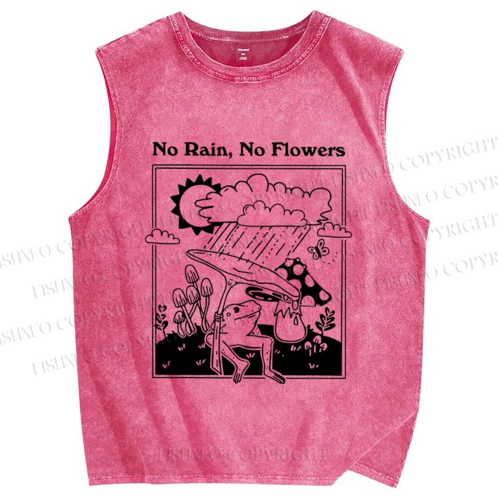 Unisex Funny Weather Frog Printed Washed Tank Top