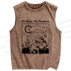 Unisex Funny Weather Frog Printed Washed Tank Top