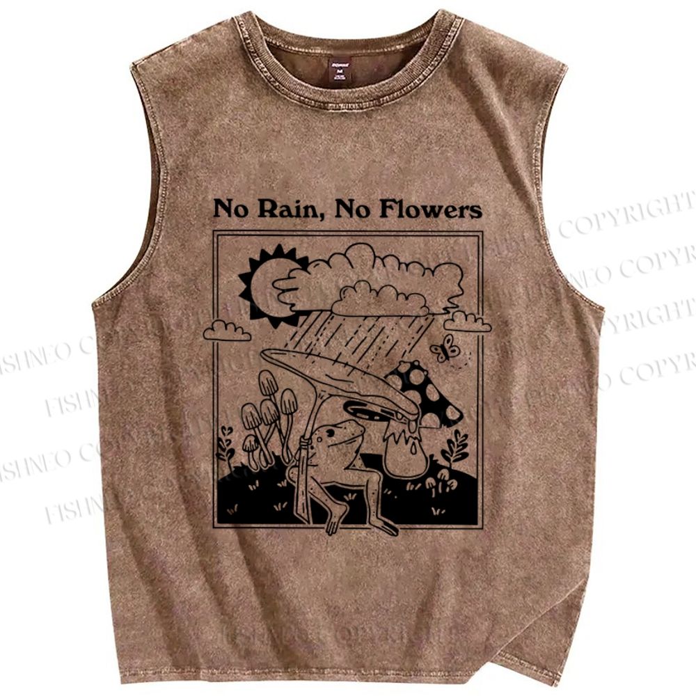 Unisex Funny Weather Frog Printed Washed Tank Top