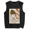 Unisex Don't Cry Yoshitomo Nara Printed Washed Tank Top