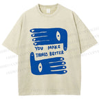 Unisex Artistic Palm Eyes Printed Washed Tee