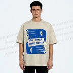 Unisex Artistic Palm Eyes Printed Washed Tee