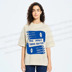 Unisex Artistic Palm Eyes Printed Washed Tee