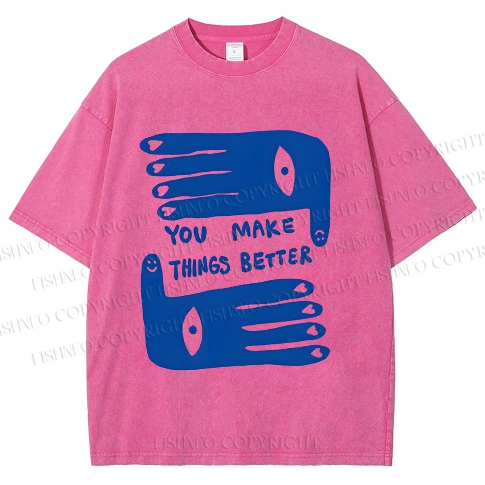 Unisex Artistic Palm Eyes Printed Washed Tee