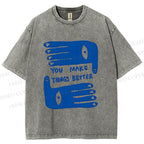 Unisex Artistic Palm Eyes Printed Washed Tee