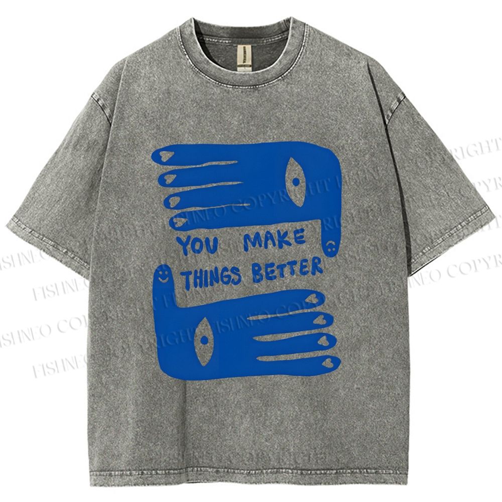 Unisex Artistic Palm Eyes Printed Washed Tee