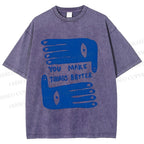 Unisex Artistic Palm Eyes Printed Washed Tee