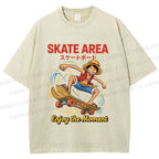Unisex Luffy Enjoy Your Moment Printed Washed Tee