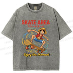 Unisex Luffy Enjoy Your Moment Printed Washed Tee