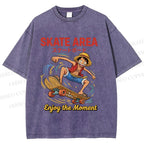 Unisex Luffy Enjoy Your Moment Printed Washed Tee