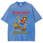 Unisex Luffy Enjoy Your Moment Printed Washed Tee