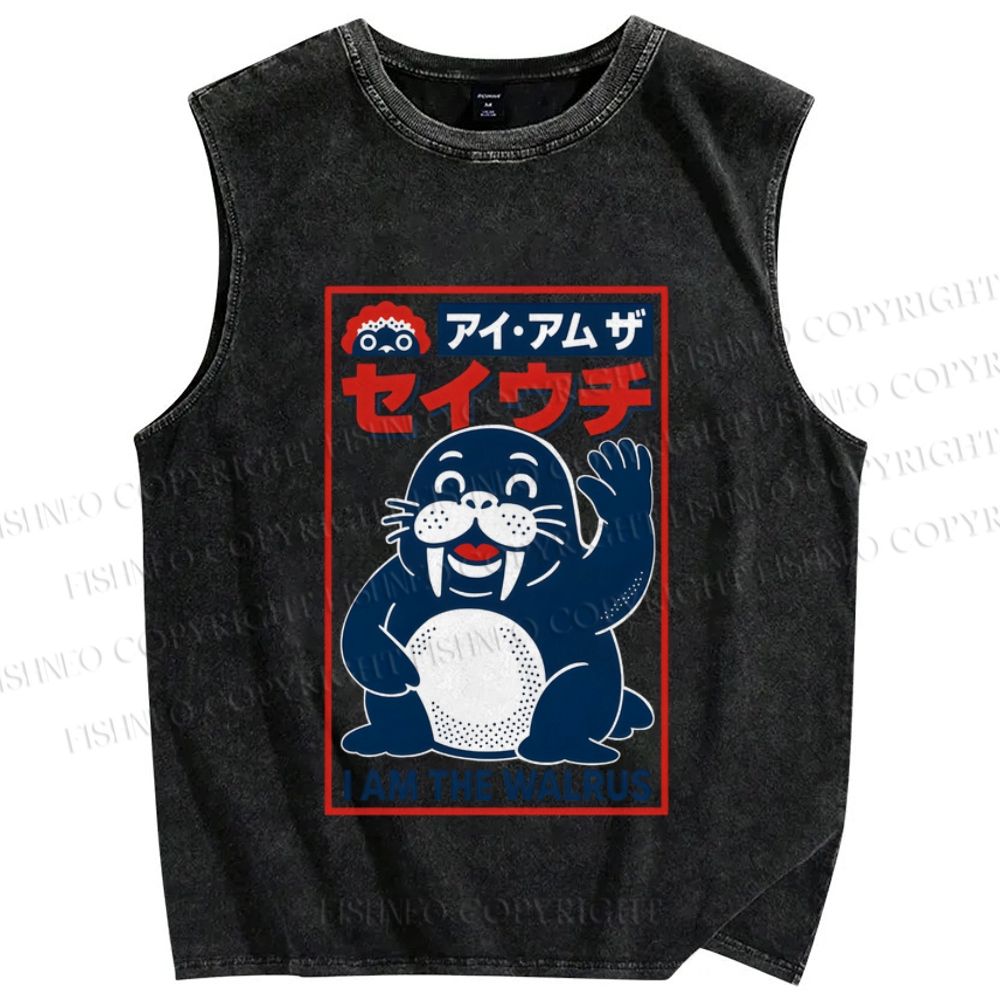 Unisex I Am The Walrus Printed Washed Tank Top