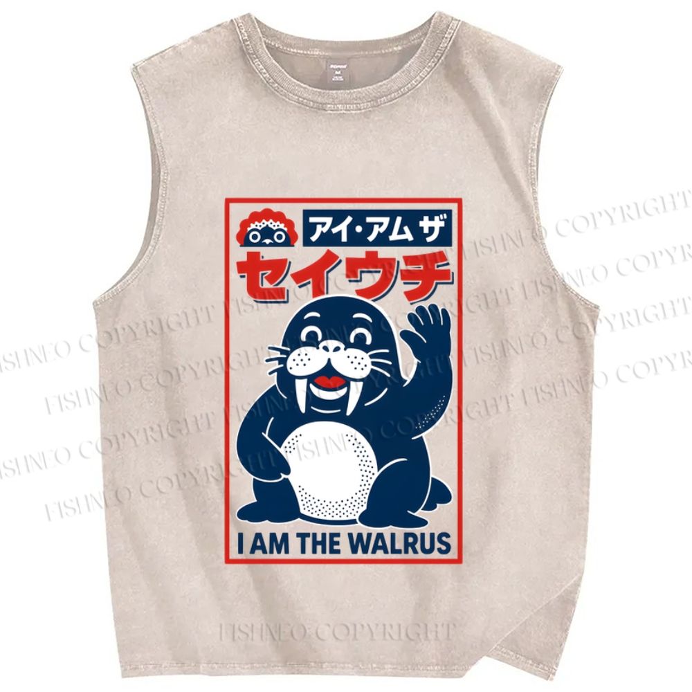 Unisex I Am The Walrus Printed Washed Tank Top