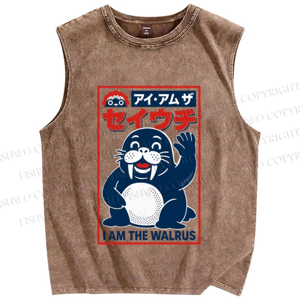 Unisex I Am The Walrus Printed Washed Tank Top