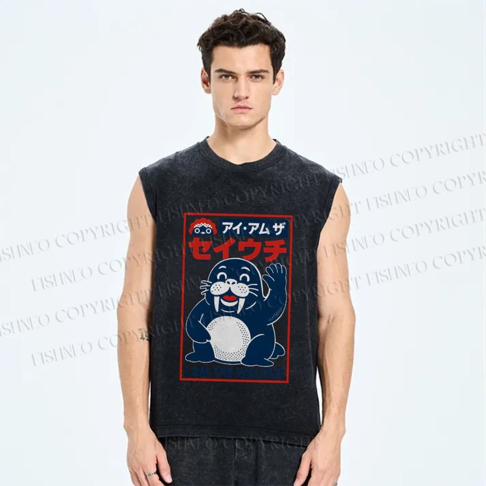 Unisex I Am The Walrus Printed Washed Tank Top