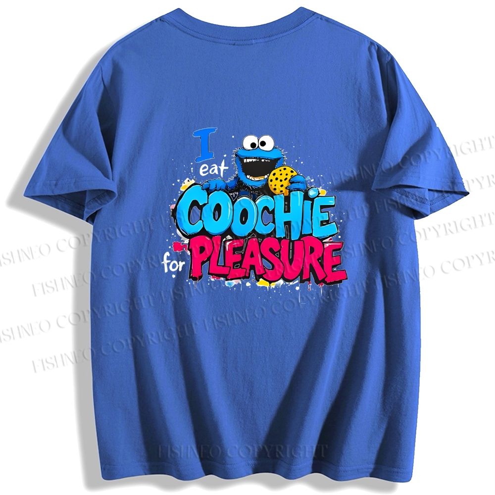 Unisex Double-sided I Eat Cookies For Pleasure Cookie Monster Printed Cotton Classic T-shirt