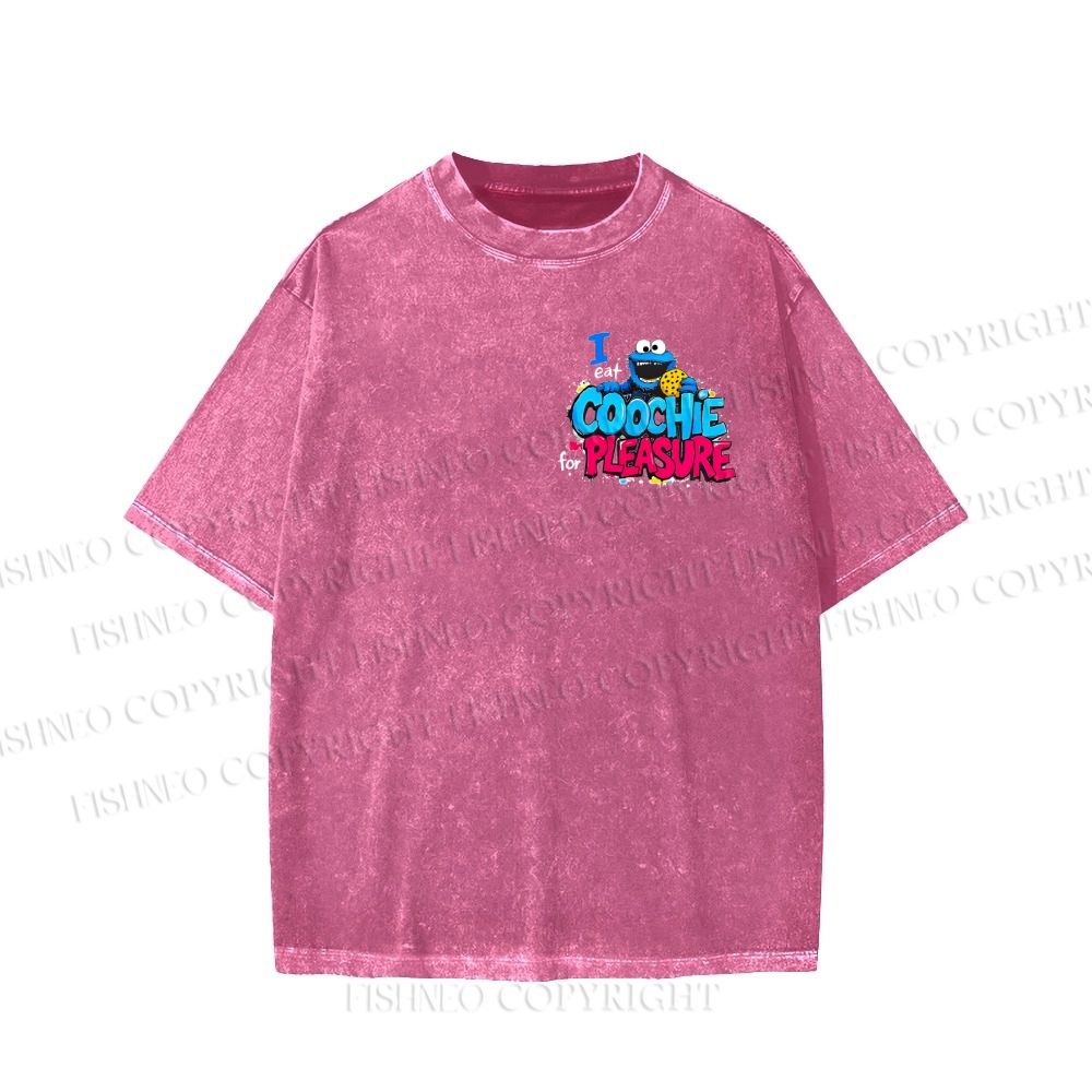 Unisex Double-sided I Eat Cookies For Pleasure Cookie Monster Printed Washed Tee