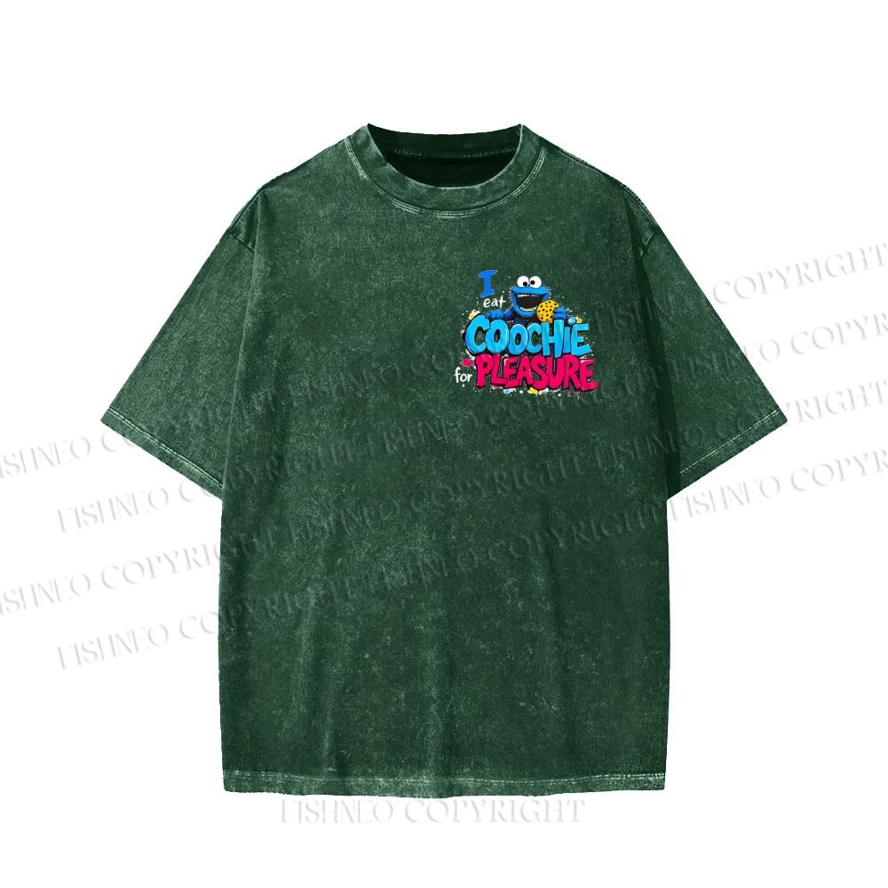 Unisex Double-sided I Eat Cookies For Pleasure Cookie Monster Printed Washed Tee