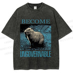 Unisex Capybara Become ungovernable Vintage Printed Washed Tee