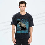 Unisex Capybara Become ungovernable Vintage Printed Washed Tee