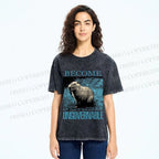 Unisex Capybara Become ungovernable Vintage Printed Washed Tee
