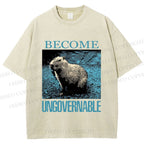 Unisex Capybara Become ungovernable Vintage Printed Washed Tee