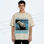 Unisex Capybara Become ungovernable Vintage Printed Washed Tee