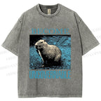 Unisex Capybara Become ungovernable Vintage Printed Washed Tee