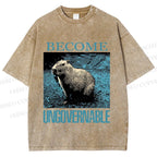 Unisex Capybara Become ungovernable Vintage Printed Washed Tee