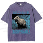 Unisex Capybara Become ungovernable Vintage Printed Washed Tee