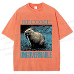 Unisex Capybara Become ungovernable Vintage Printed Washed Tee