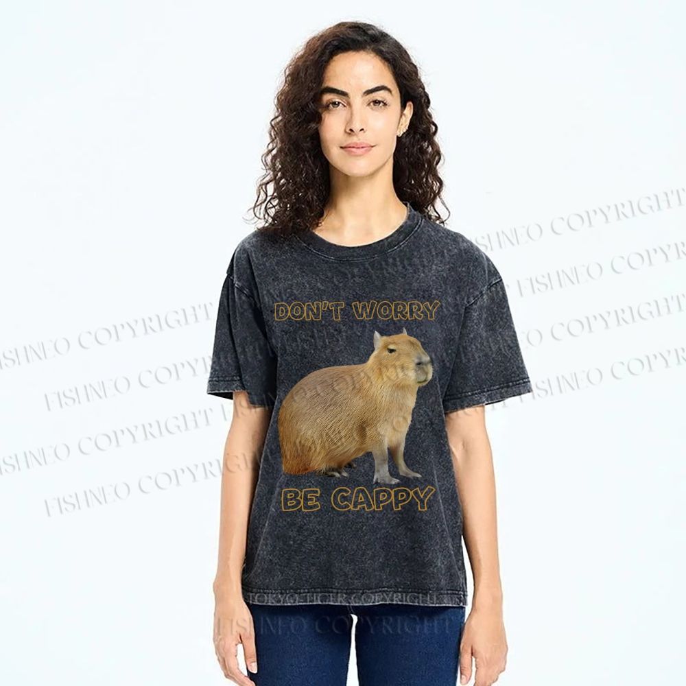 Unisex Do not worry Be cappybara Printed Washed Tee