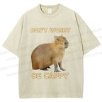Unisex Do not worry Be cappybara Printed Washed Tee