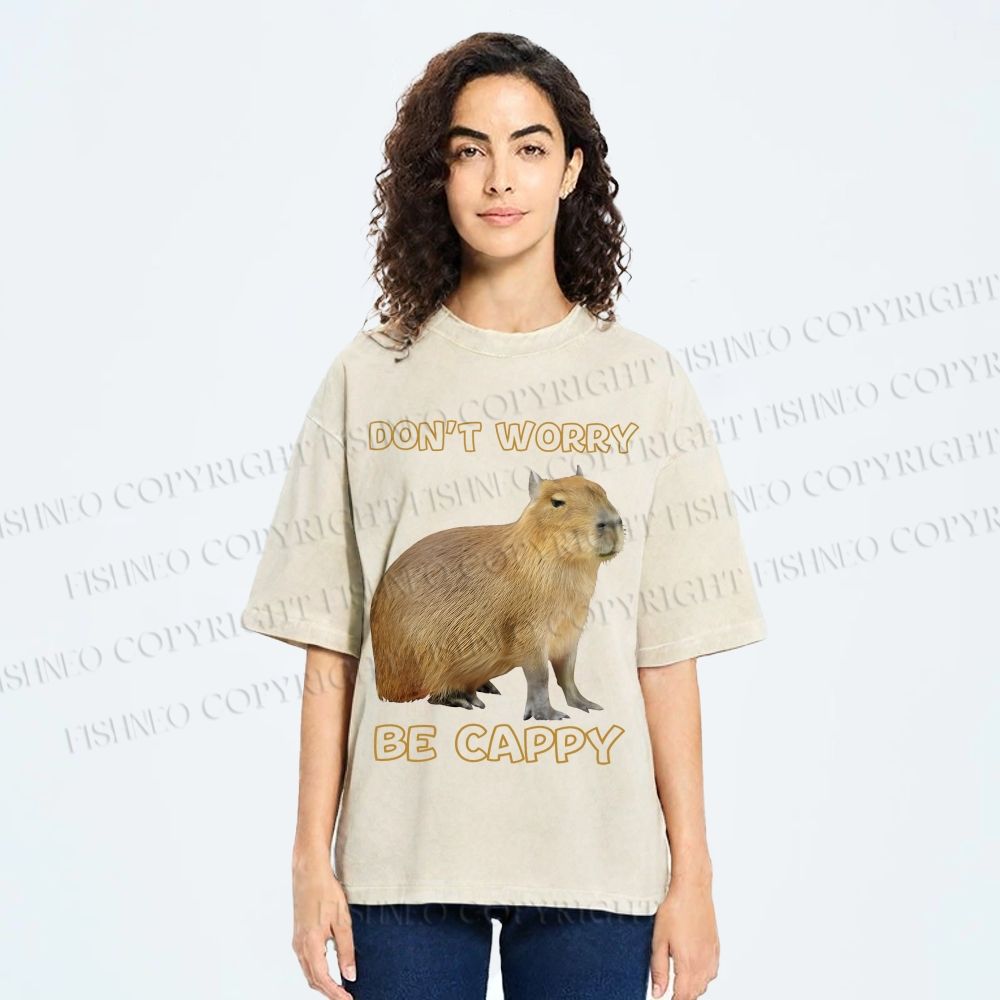 Unisex Do not worry Be cappybara Printed Washed Tee