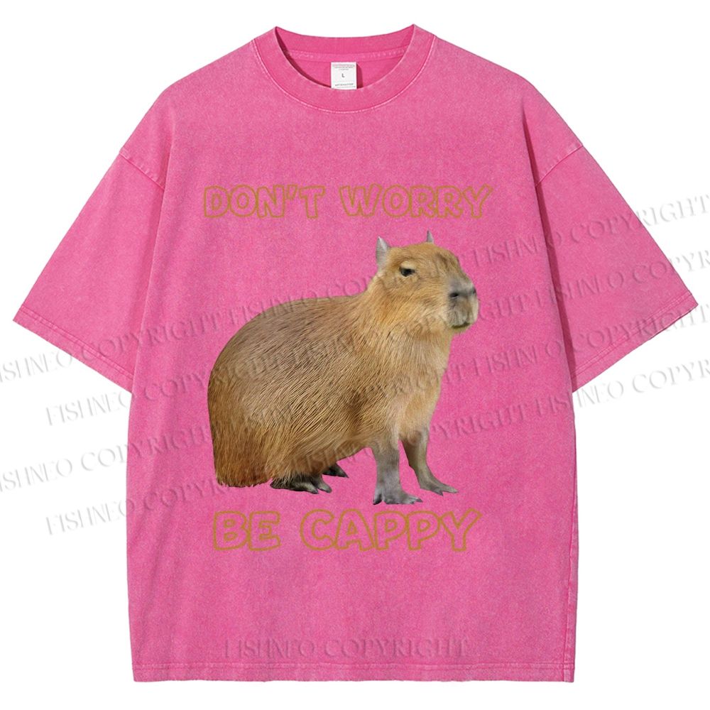 Unisex Do not worry Be cappybara Printed Washed Tee