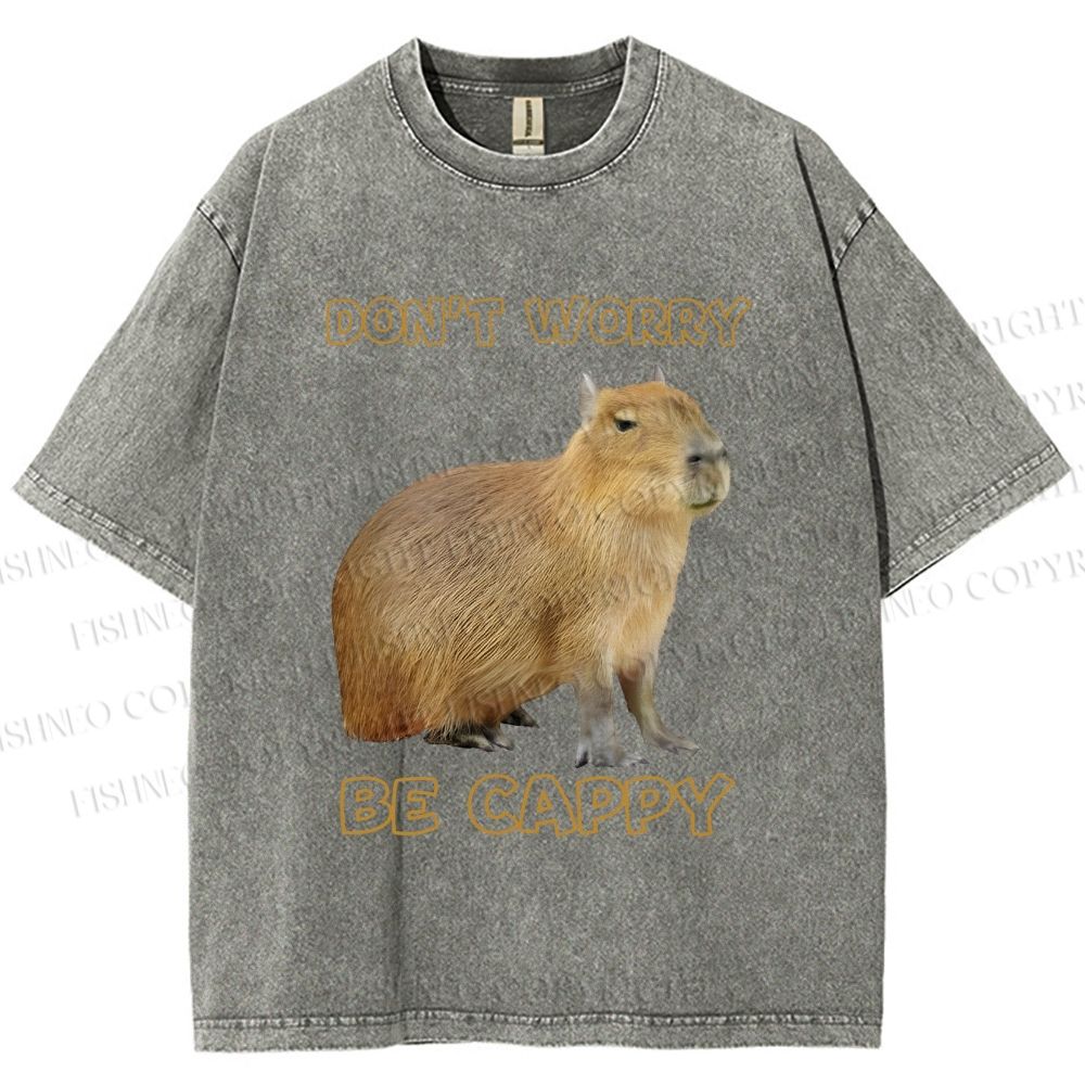 Unisex Do not worry Be cappybara Printed Washed Tee