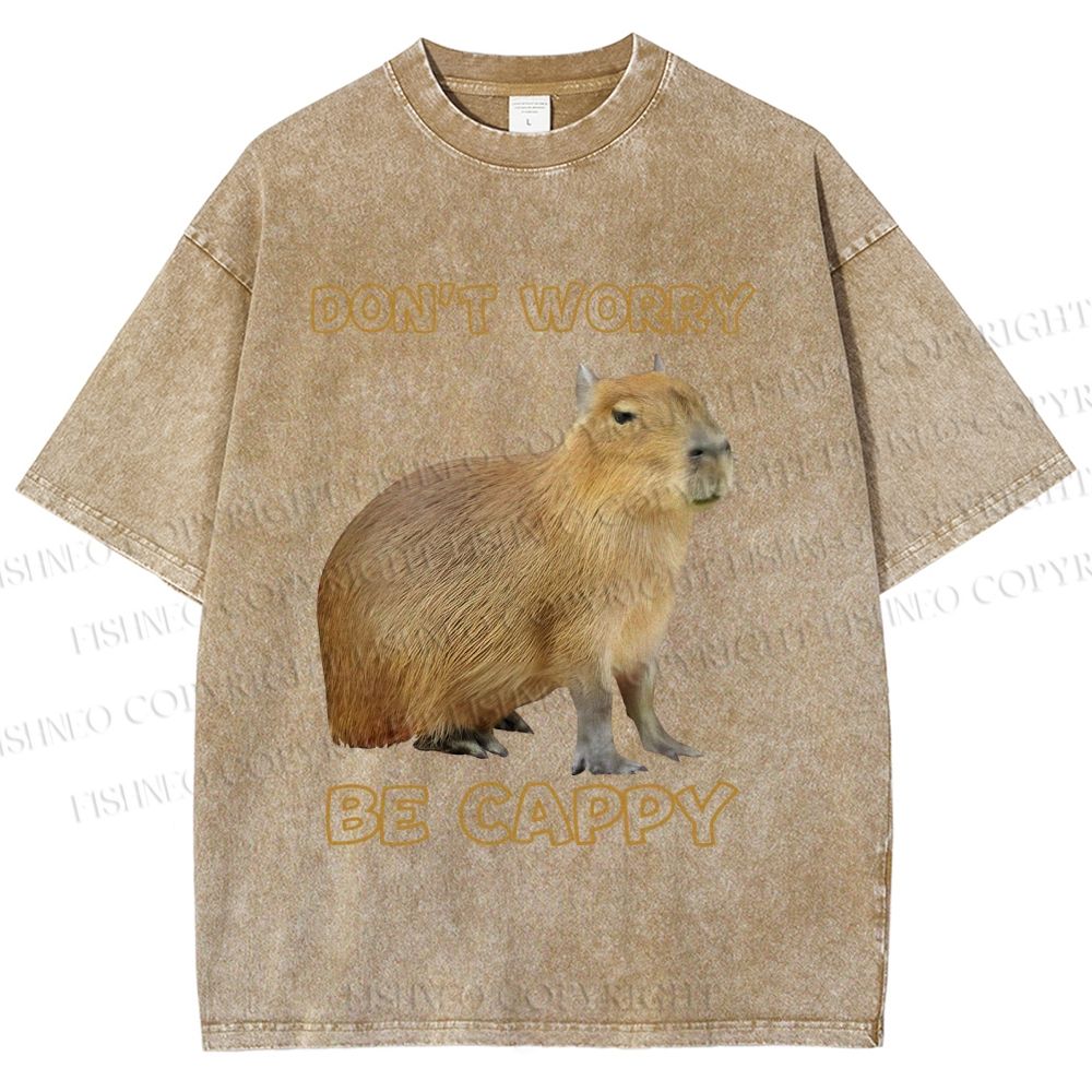 Unisex Do not worry Be cappybara Printed Washed Tee
