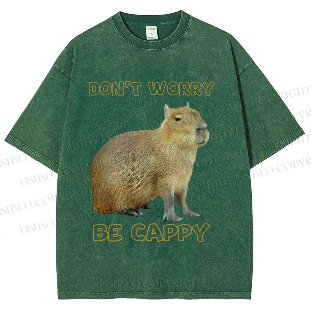 Unisex Do not worry Be cappybara Printed Washed Tee