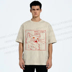 Unisex Evil Cat Crave Violence Printed Washed Tee