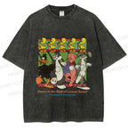 Unisex Looney Tunes Dancing Happily Graffiti Printed Washed Tee