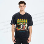 Unisex Looney Tunes Dancing Happily Graffiti Printed Washed Tee