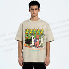 Unisex Looney Tunes Dancing Happily Graffiti Printed Washed Tee