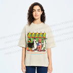 Unisex Looney Tunes Dancing Happily Graffiti Printed Washed Tee