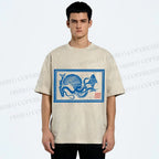 Unisex Vintage Octopus Printed Washed Tee