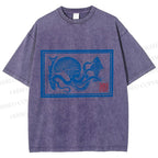 Unisex Vintage Octopus Printed Washed Tee